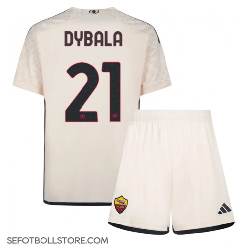 AS Roma Paulo Dybala #21 Replika babykläder Bortaställ Barn 2023-24 Kortärmad (+ korta byxor)